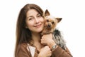 Happy dog and owner Royalty Free Stock Photo