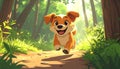 Happy Dog Running Forest Royalty Free Stock Photo