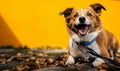 Happy Dog Sitting Concept Ready for a Walk Royalty Free Stock Photo