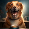 Happy dog smiling while enjoying its food, Generative Ai Royalty Free Stock Photo