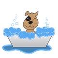 Happy Dog Takes A Bath. Vector Illustration