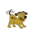 Happy dog wagging its tail with white background cartoon