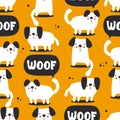 Happy dogs, colorful cute seamless pattern