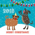 Happy dogs 2018 merry christmas card