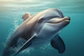 Happy dolphin jumping out of water Royalty Free Stock Photo