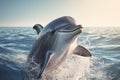 Happy dolphin jumping out of water Royalty Free Stock Photo