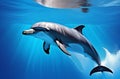 Happy dolphin in the sea in the rays of light Royalty Free Stock Photo