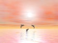 Happy dolphins - 3D render Royalty Free Stock Photo
