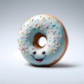 Happy donut - doughnut cartoon character.