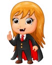 Happy dracula cartoon giving thumb up