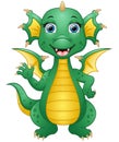 Happy dragon cartoon waving hand