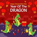 Happy Dragon Playing Music Celebrate Chinese New Year