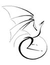 Happy Dragon, Stylized Line Art