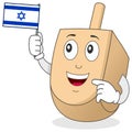 Happy Dreidel Character with Israeli Flag Royalty Free Stock Photo