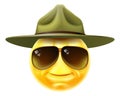 Happy Drill Sergeant Emoticon Cartoon Face Royalty Free Stock Photo