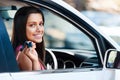 Happy driving portrait Royalty Free Stock Photo