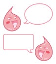 Happy Drops of Strawberry Milkshake with Speech Bubbles - Cartoon Character Illustration