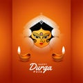 Happy durga pooja festival card with diya design