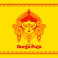 Happy durga pooja festival card in yellow background