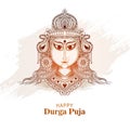 Happy durga pooja indian festival card sketch background Royalty Free Stock Photo