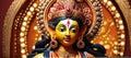 Happy Durga Pooja. A Traditional Lord Durga Idol Background. AI Generated.