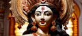 Happy Durga Pooja. A Traditional Lord Durga Idol Background. AI Generated.