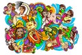 Happy Durga Puja doodle drawing Royalty Free Stock Photo