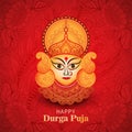 Happy Durga Puja Festival Celebration Card For Red Background Royalty Free Stock Photo