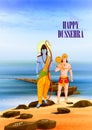 Happy Dussehra background showing festival of India