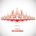 Happy dussehra celebration angry ravan with ten heads sketch design