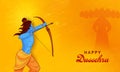 Happy Dussehra Celebration Concept With Lord Rama Killing Demon Ravana On Orange Royalty Free Stock Photo