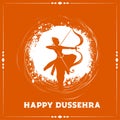 Happy dussehra festival card with lord rama silhouette