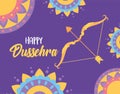 Happy dussehra festival of india decorative mandalas bow arrow greeting card Royalty Free Stock Photo