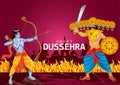 Happy Dussehra festival of India. of Lord Rama killing Ravana. vector illustration