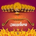 Happy Dussehra festival of India. of Lord Rama killing Ravana. vector illustration