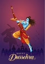 Happy Dussehra festival of India. of Lord Rama killing Ravana. vector illustration design