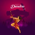 Happy Dussehra festival of India. of Lord Rama killing Ravana. vector illustration design