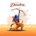Happy Dussehra festival of India. of Lord Rama killing Ravana. vector illustration design