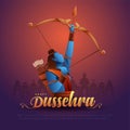 Happy Dussehra festival of India. of Lord Rama killing Ravana. vector illustration design