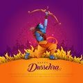 Happy Dussehra festival of India. of Lord Rama killing Ravana. vector illustration design