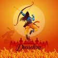 Happy Dussehra festival of India. of Lord Rama killing Ravana. vector illustration design