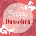Happy dussehra festival of india, traditional religious ritual inscription