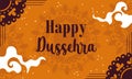 Happy dussehra festival of india, traditional religious ritual lettering card