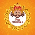 Happy dussehra festival poster with ravana head in mandala