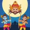 Happy dussehra festival poster with two rama and ravana characters