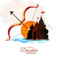 Happy dussehra festival wishes card watercolor background