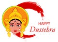 Happy Dussehra greeting card. Maa Durga Face on abstract background for Hindu Festival.