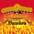 Happy Dussehra indian festival design ravan face vector illustration