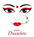 Happy Dussehra vector illustration. Contour of Maa Durga Face