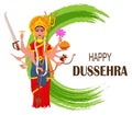 Happy Dussehra vector illustration. Maa Durga on abstract background Royalty Free Stock Photo